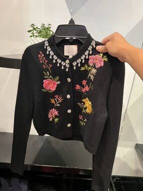 Cinq A Sept Isolde Floral Embroidery Cardigan